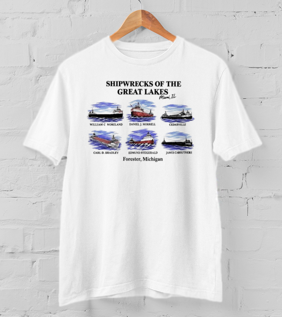 Shipwrecks Of The Great Lakes Edmund Fitzgerald Carl D Bradley Forrester Michigan T-Shirt