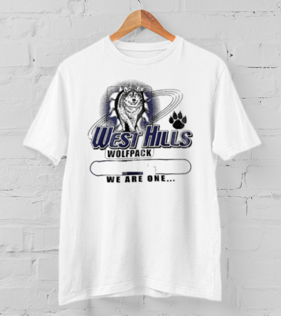 West Hills Wolfpack We Are One Wolf Head Paw T-Shirt