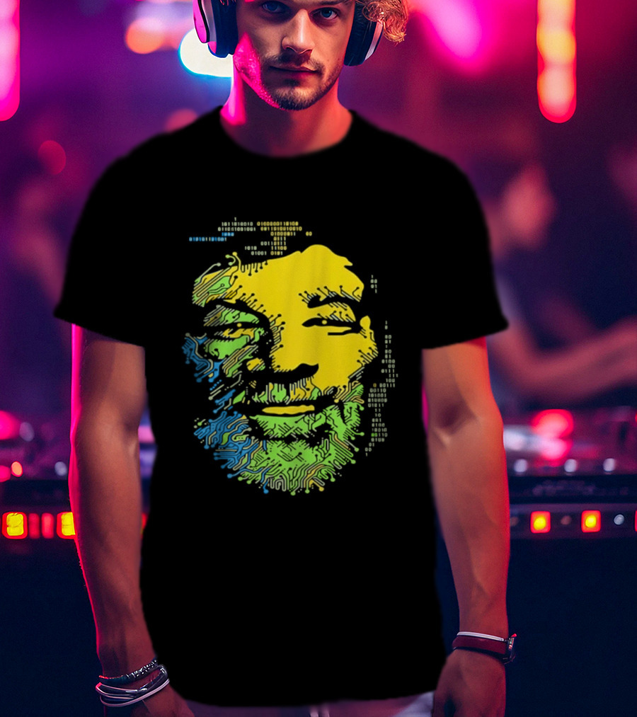 Bob Marley Reggae Circuit Face Yellow Green Blue T-Shirt