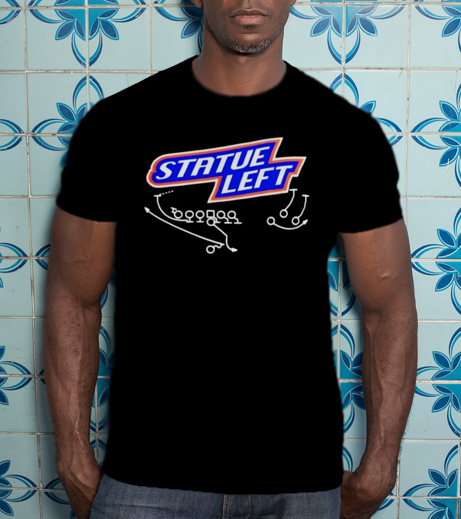 Boise State Broncos Statue Left Football Play Diagram NFL College Team Strategy T-Shirt