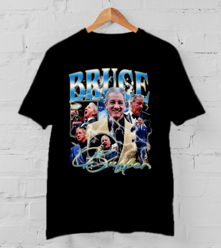 Bruce Buffer It's Time Fight Night Blue Gold Montage T-Shirt
