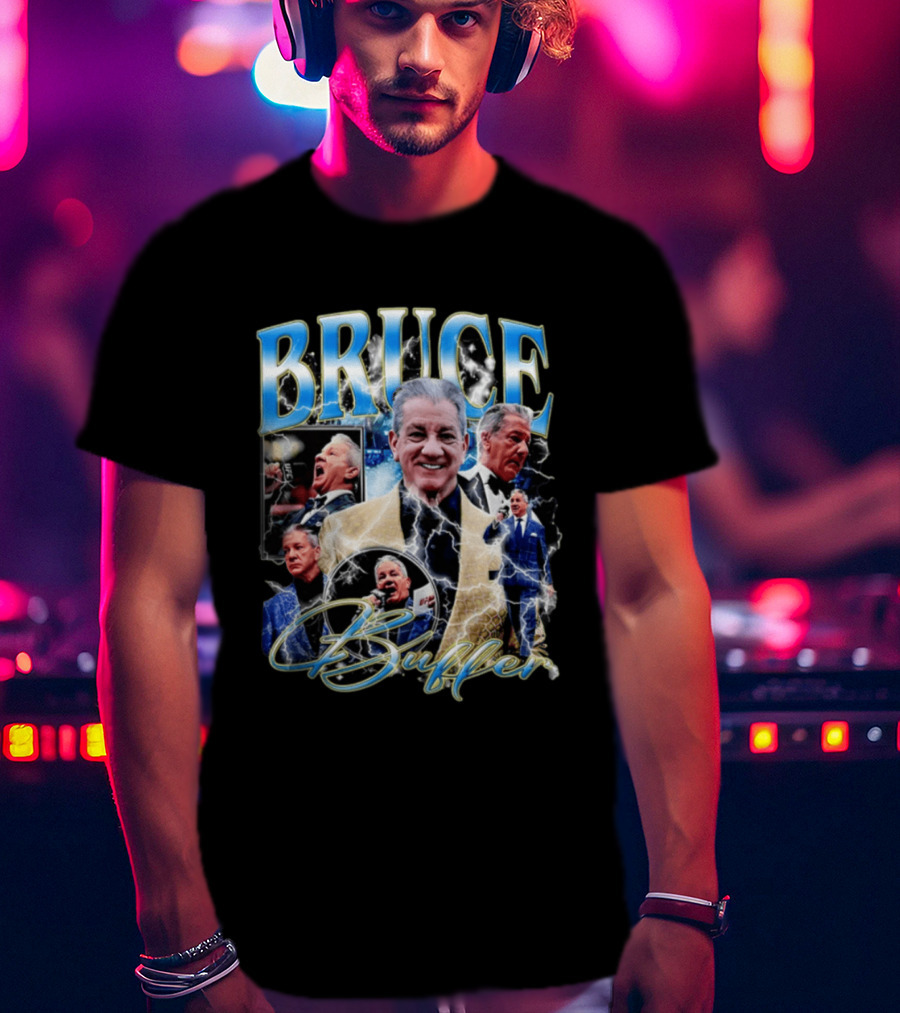 Bruce Buffer It's Time Fight Night Blue Gold Montage T-Shirt
