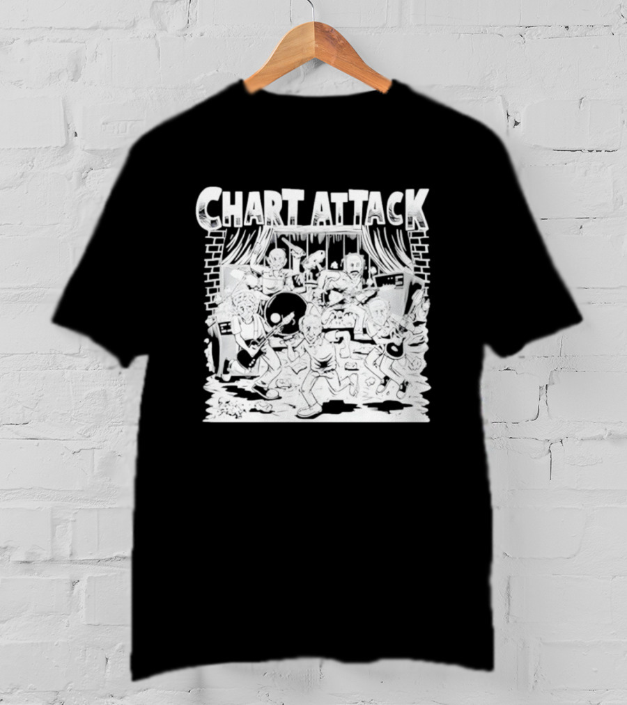 Chart Attack Band Cartoon Musicians Concert Performance T-Shirt
