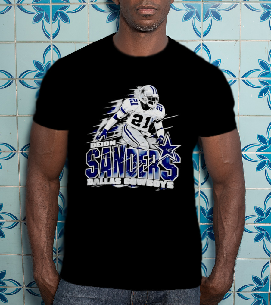 Deion Sanders Dallas Cowboys 21 Star Football Legend T-Shirt