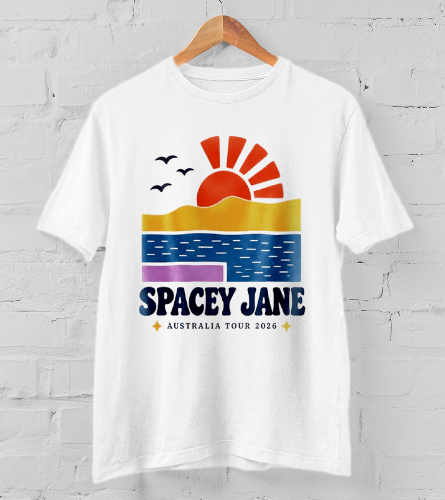 Spacey Jane Australia Tour 2026 Indie Rock Ocean Sunset Birds T-Shirt