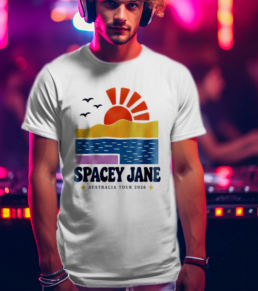 Spacey Jane Australia Tour 2026 Indie Rock Ocean Sunset Birds T-Shirt