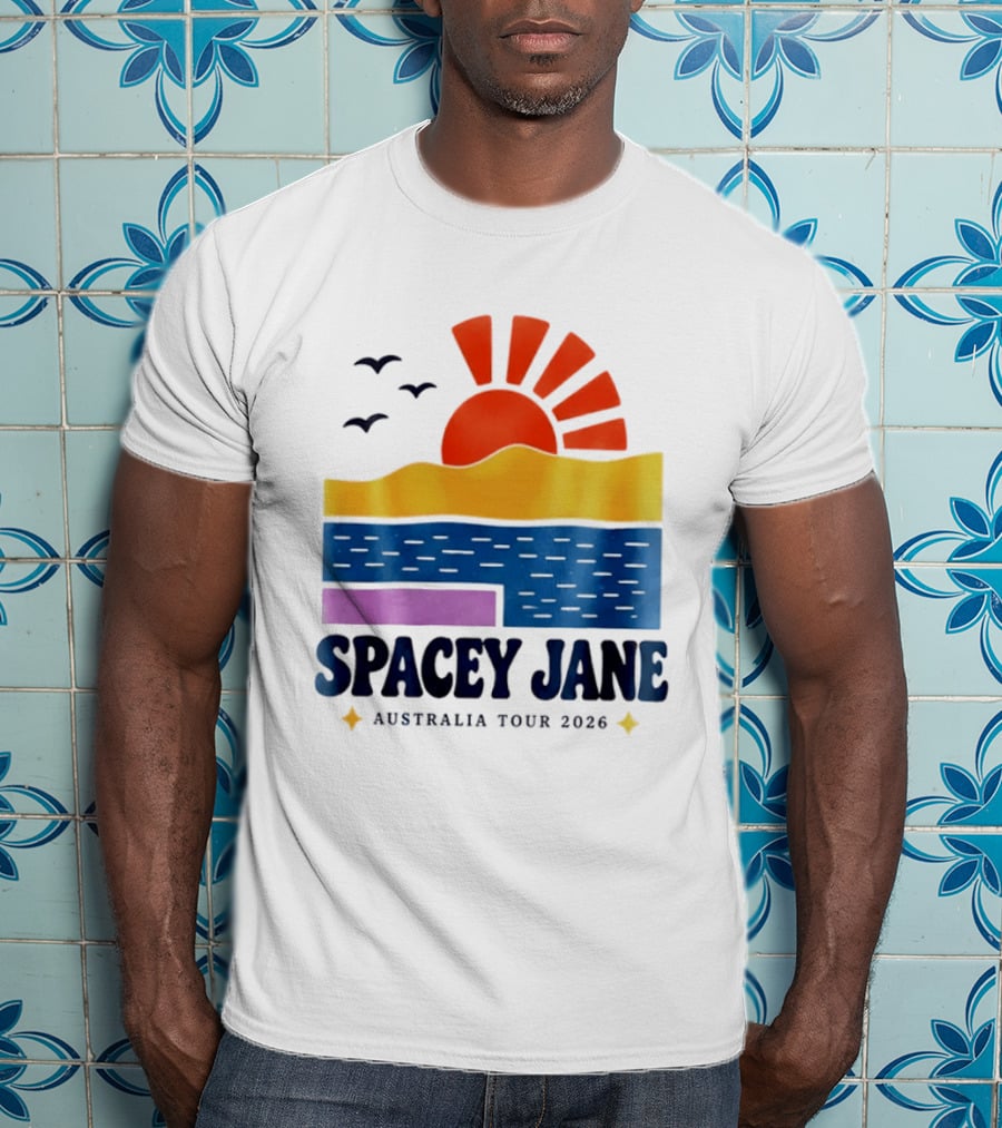 Spacey Jane Australia Tour 2026 Indie Rock Ocean Sunset Birds T-Shirt