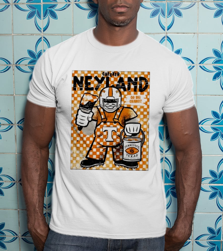Checker Neyland Go Big Orange Tennessee Volunteers VS Texas Saturday T-Shirt