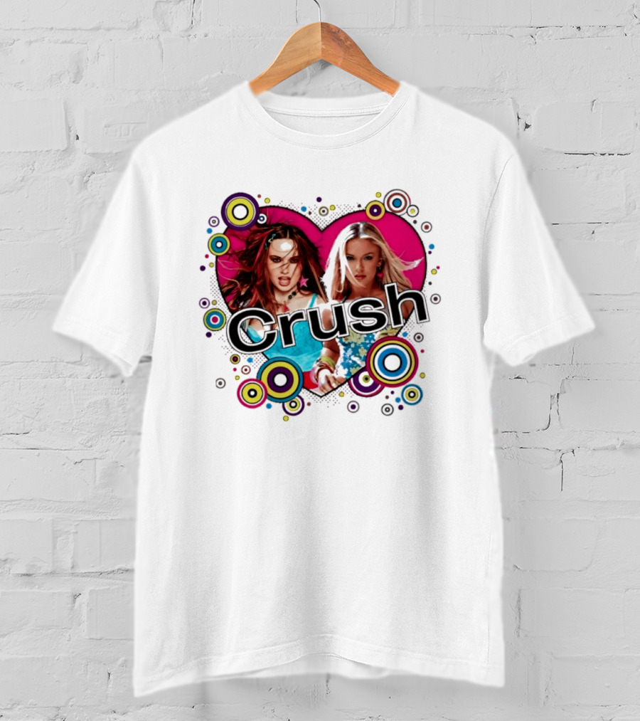 Crush Y2K Aesthetic Heart 2000s Nostalgia Bold Retro Circles T-Shirt