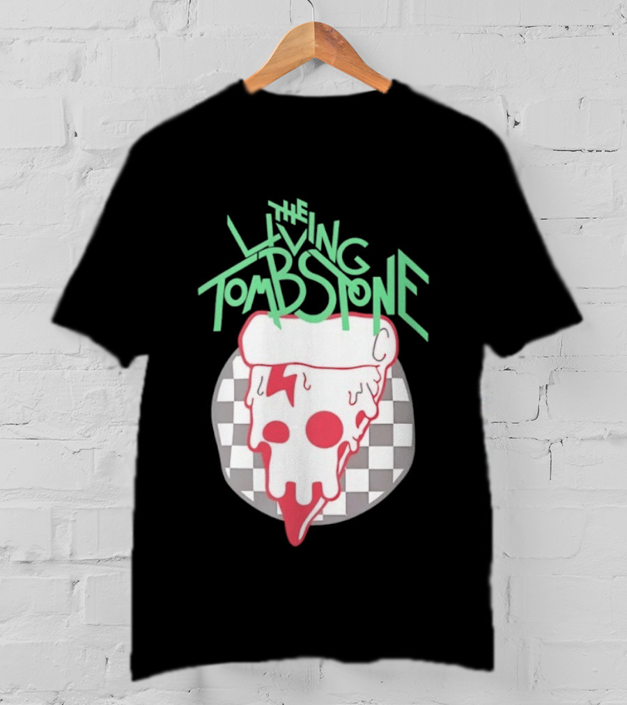 The Living Tombstone Pizza Skull Checkered T-Shirt