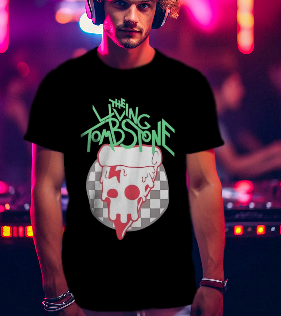 The Living Tombstone Pizza Skull Checkered T-Shirt