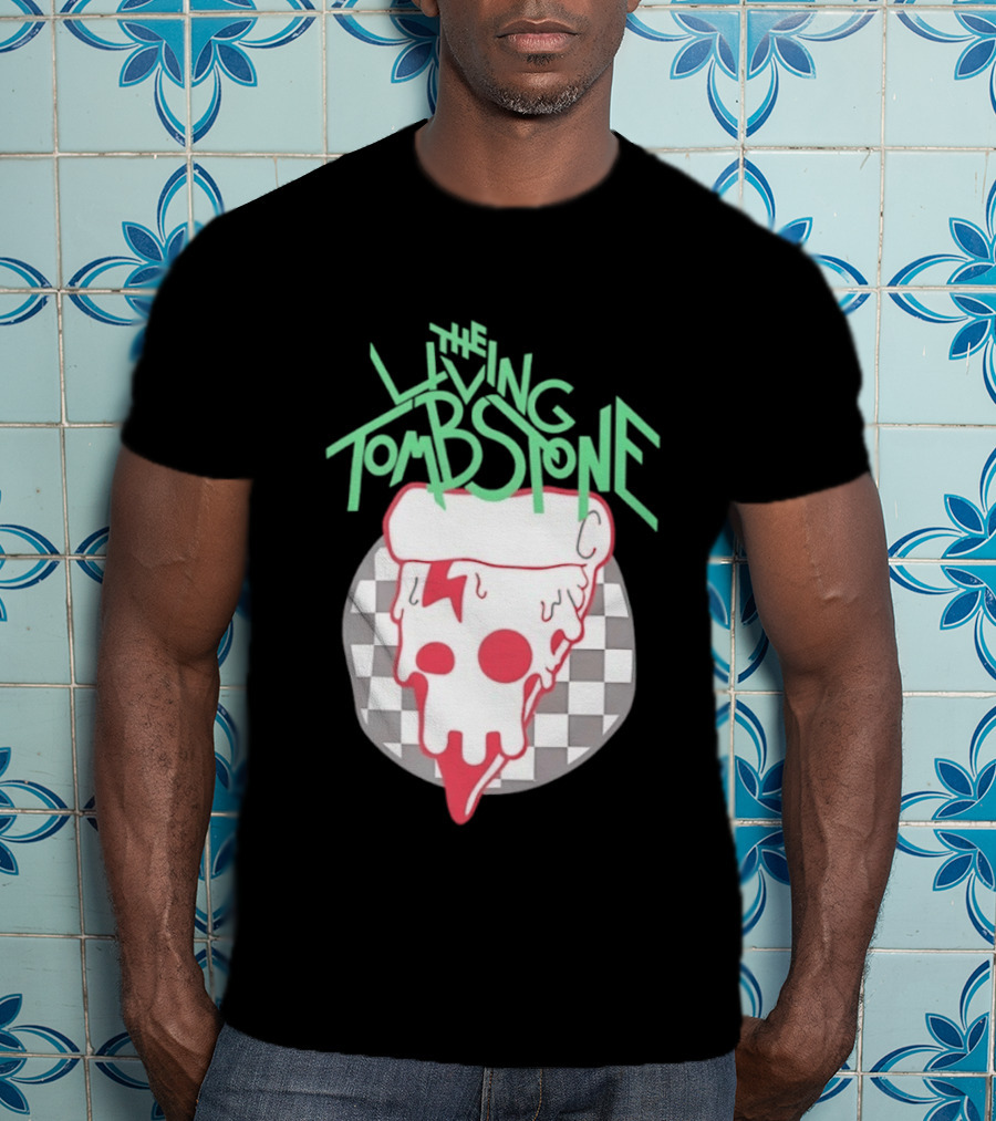 The Living Tombstone Pizza Skull Checkered T-Shirt