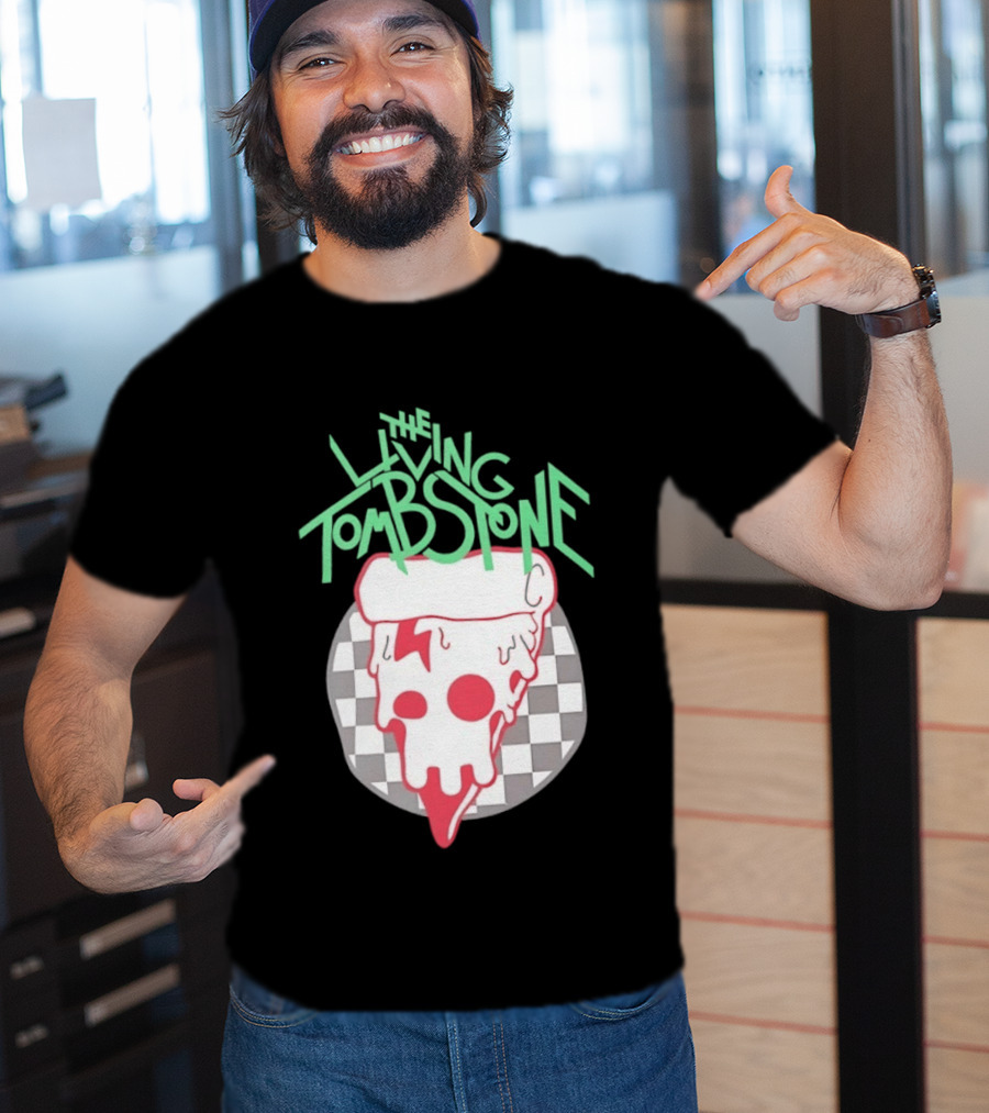 The Living Tombstone Pizza Skull Checkered T-Shirt