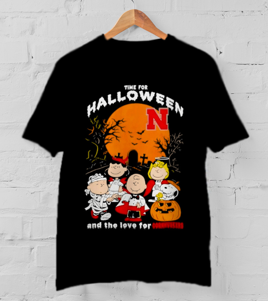 Time For Halloween Nebraska Cornhuskers Peanuts Characters T-Shirt