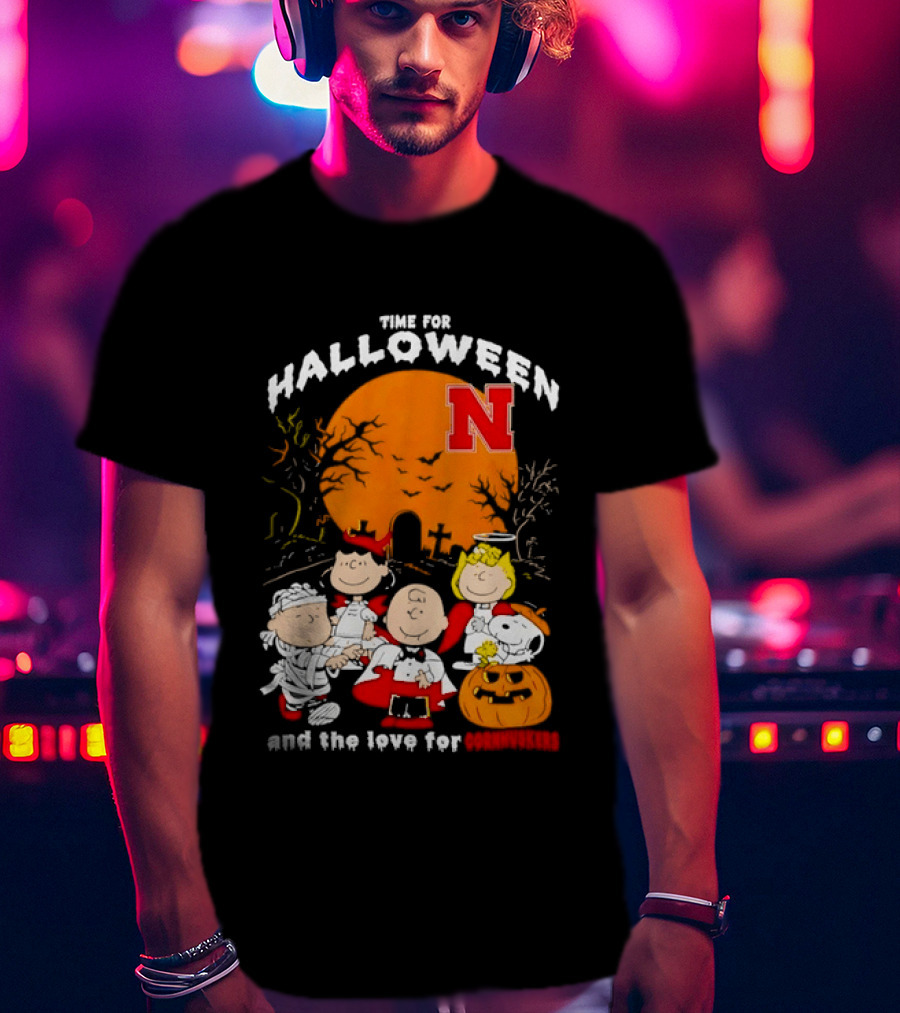 Time For Halloween Nebraska Cornhuskers Peanuts Characters T-Shirt