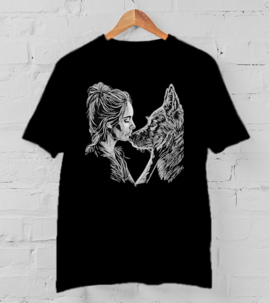 Girl And German Shepherd Dog Line Pet Artful Connection T-Shirt