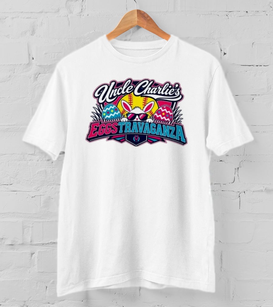 Uncle Charlie's Eggstravaganza Softball Easter Bunny Sunglasses T-Shirt