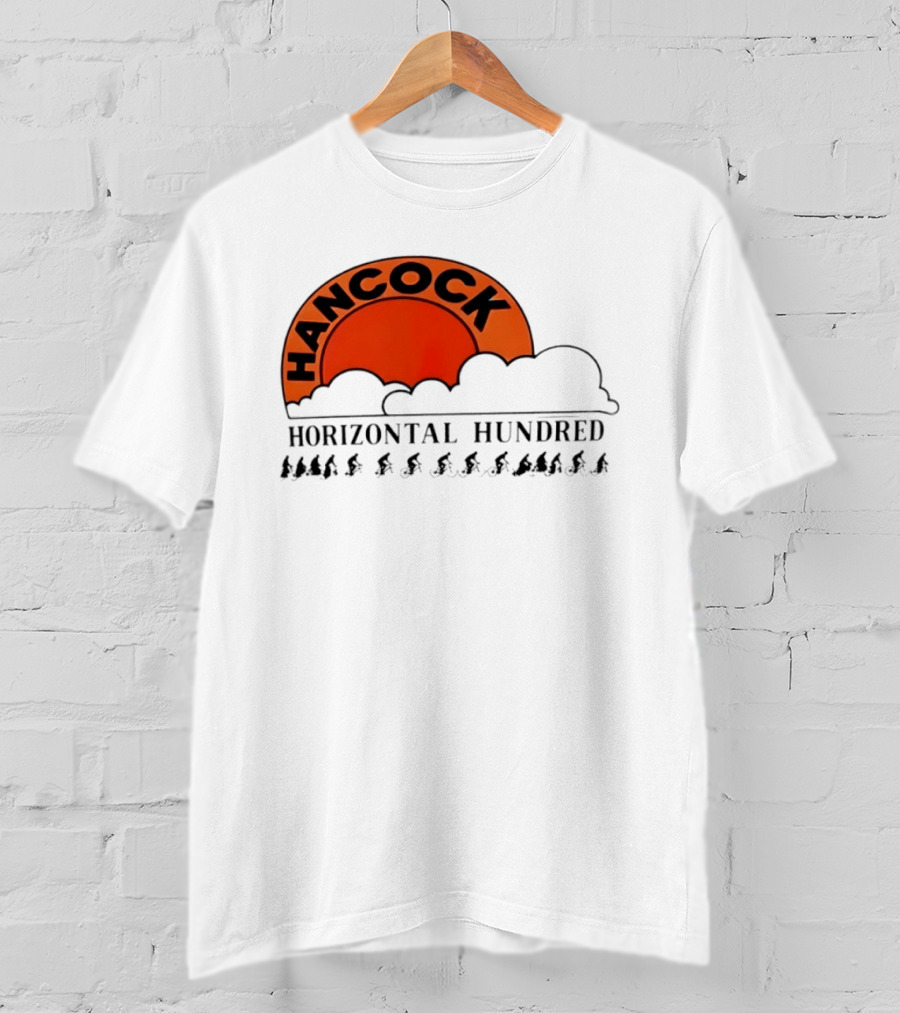 Hancock Horizontal Hundred Cycling Event Logo With Orange Sun And Cyclists T-Shirt