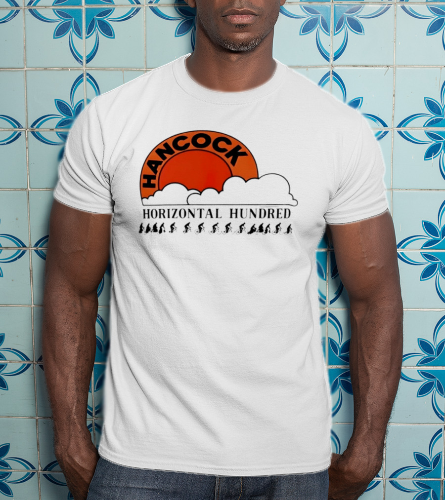 Hancock Horizontal Hundred Cycling Event Logo With Orange Sun And Cyclists T-Shirt