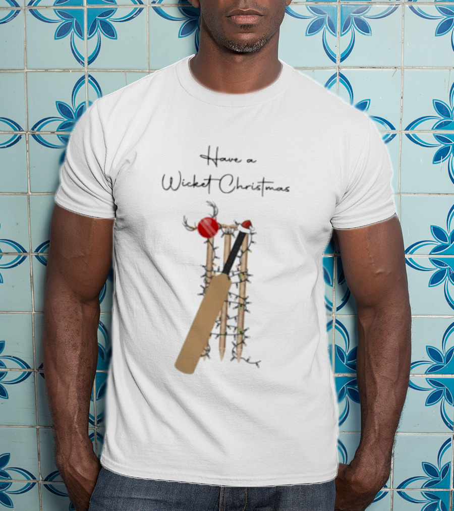 Have A Wicket Christmas Cricket Bat And Stumps Holiday T-Shirt