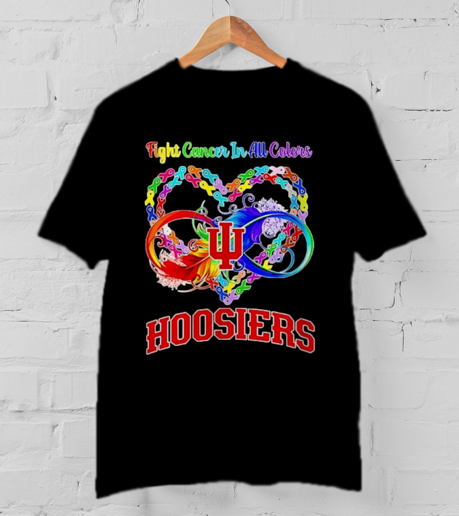 Hoosiers Fight Cancer In All Colors With Heart Symbol And Interlocking Chains T-Shirt