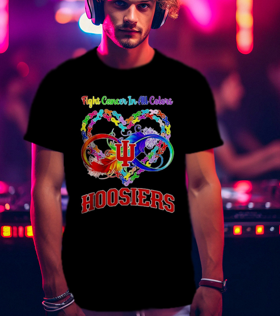 Hoosiers Fight Cancer In All Colors With Heart Symbol And Interlocking Chains T-Shirt