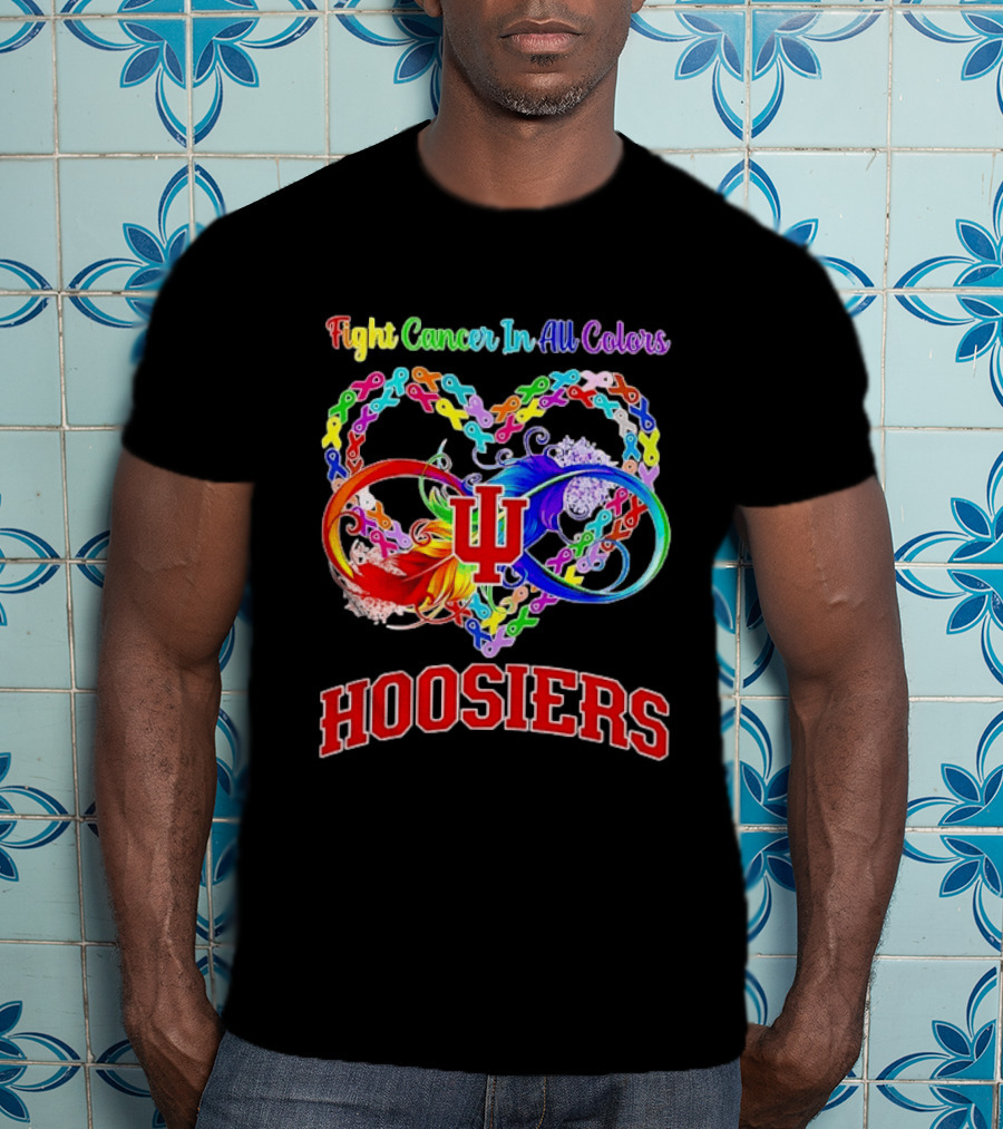 Hoosiers Fight Cancer In All Colors With Heart Symbol And Interlocking Chains T-Shirt