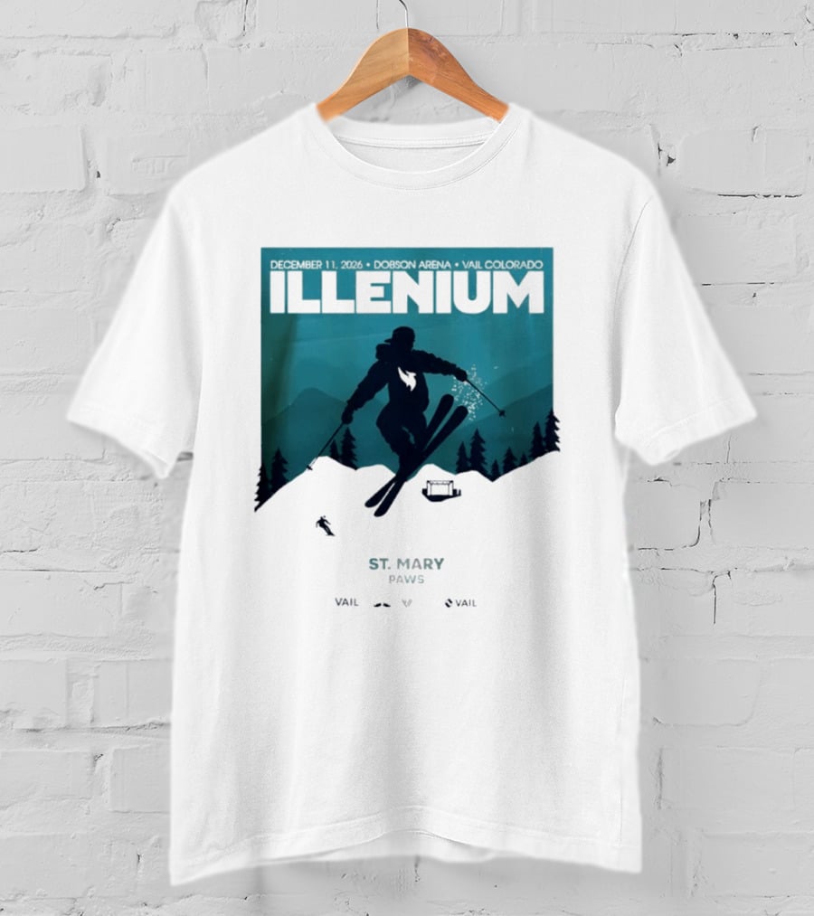 Illenium December 11 2026 Skiing Dobson Arena Vail Colorado Concert St Mary Paws T-Shirt