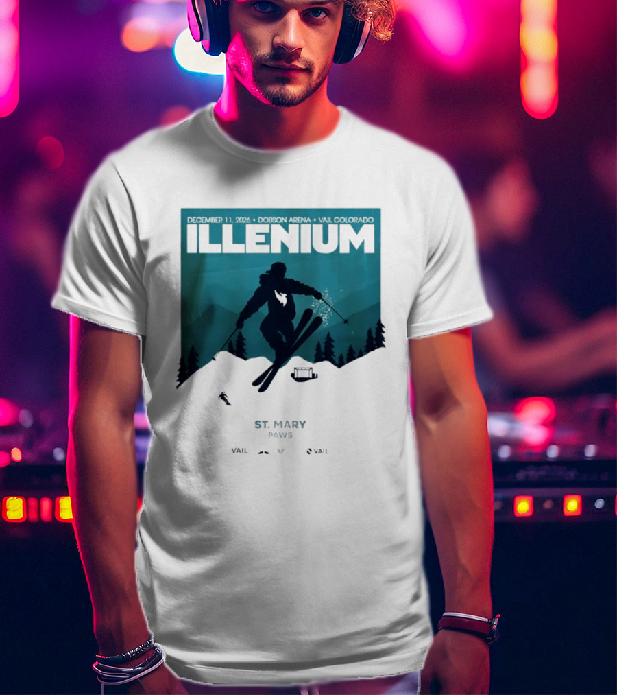 Illenium December 11 2026 Skiing Dobson Arena Vail Colorado Concert St Mary Paws T-Shirt