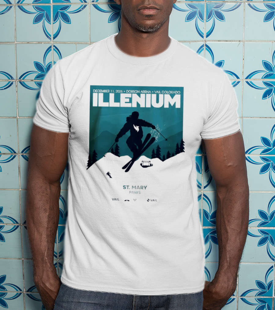 Illenium December 11 2026 Skiing Dobson Arena Vail Colorado Concert St Mary Paws T-Shirt