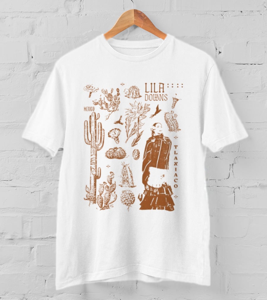 Lila Downs Mexico Tlaxiaco Mexican Singer With Floral And Cactus T-Shirt