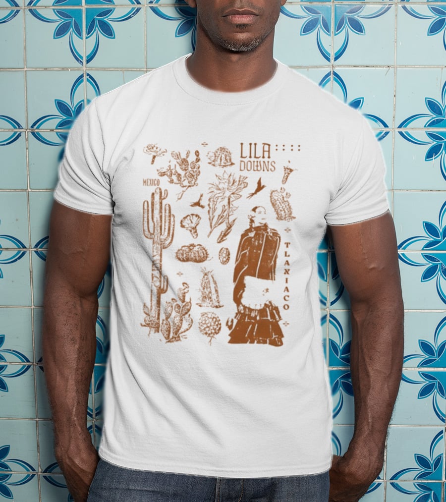 Lila Downs Mexico Tlaxiaco Mexican Singer With Floral And Cactus T-Shirt