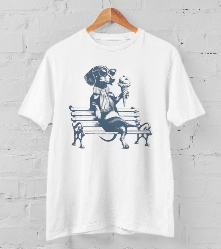 Lisa Dogecan Dachshund Ice Cream April 1992 Bench T-Shirt