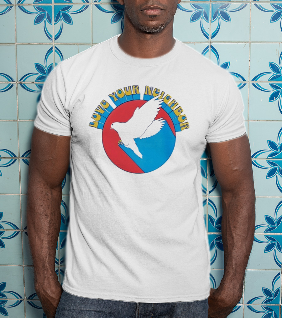 Love Your Neighbor Dove Peace Kindness Retro Circular T-Shirt