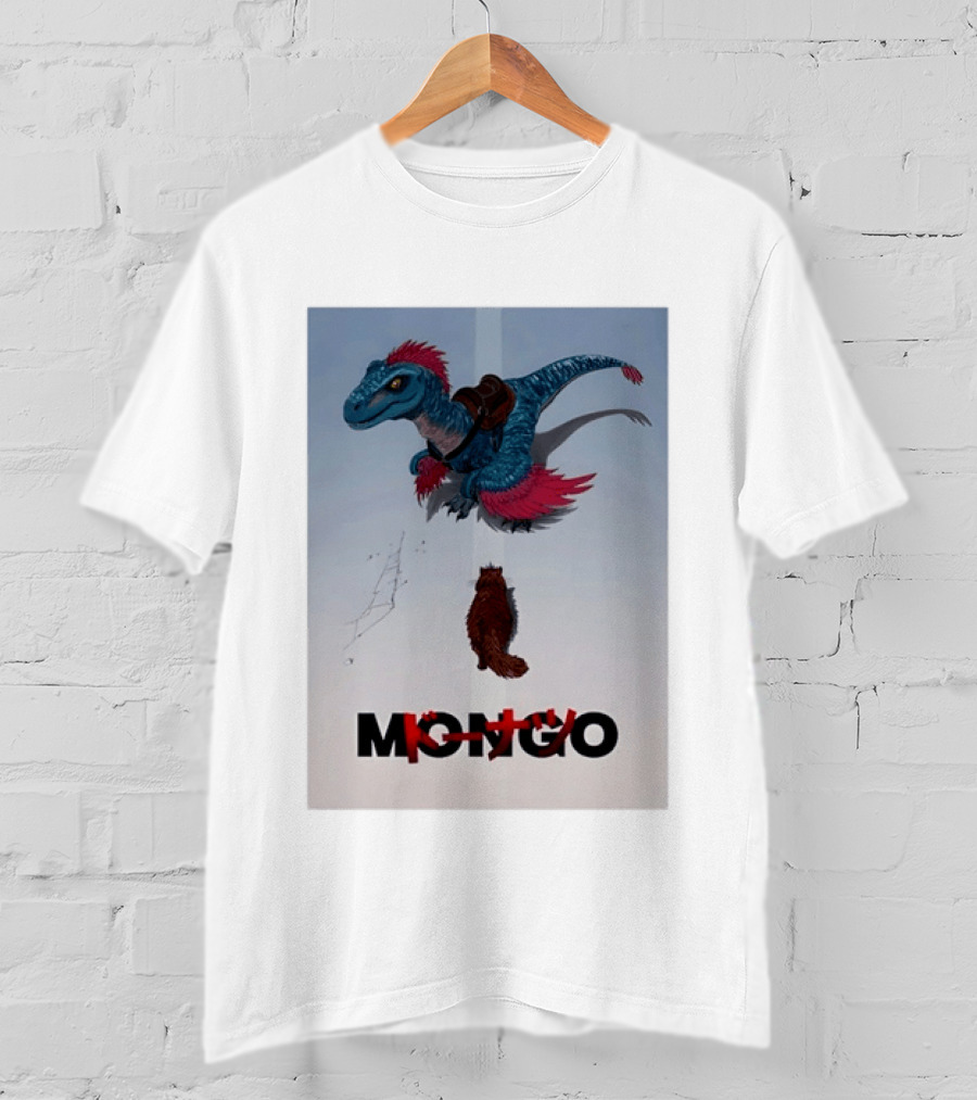 Mongo The Raptor Dinosaur And Cat Fantasy Adventure T-Shirt