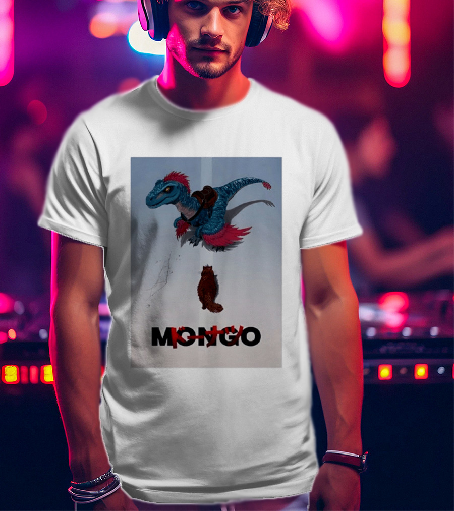Mongo The Raptor Dinosaur And Cat Fantasy Adventure T-Shirt