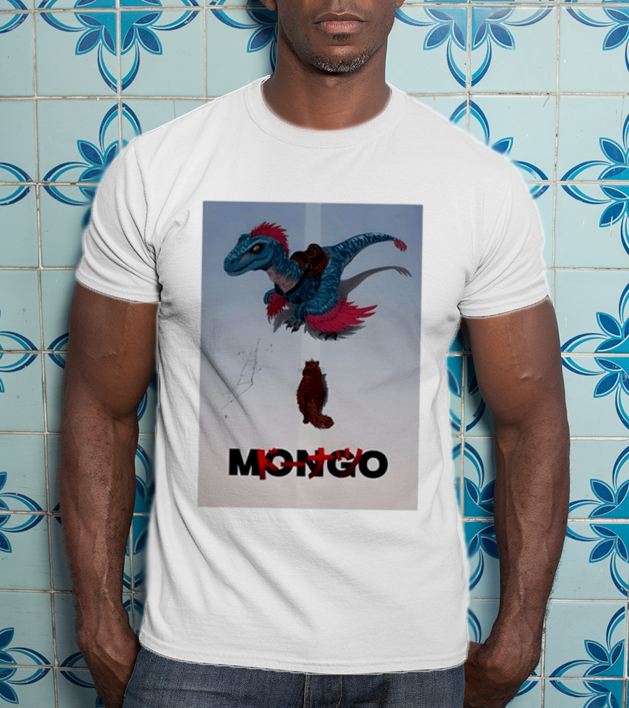 Mongo The Raptor Dinosaur And Cat Fantasy Adventure T-Shirt