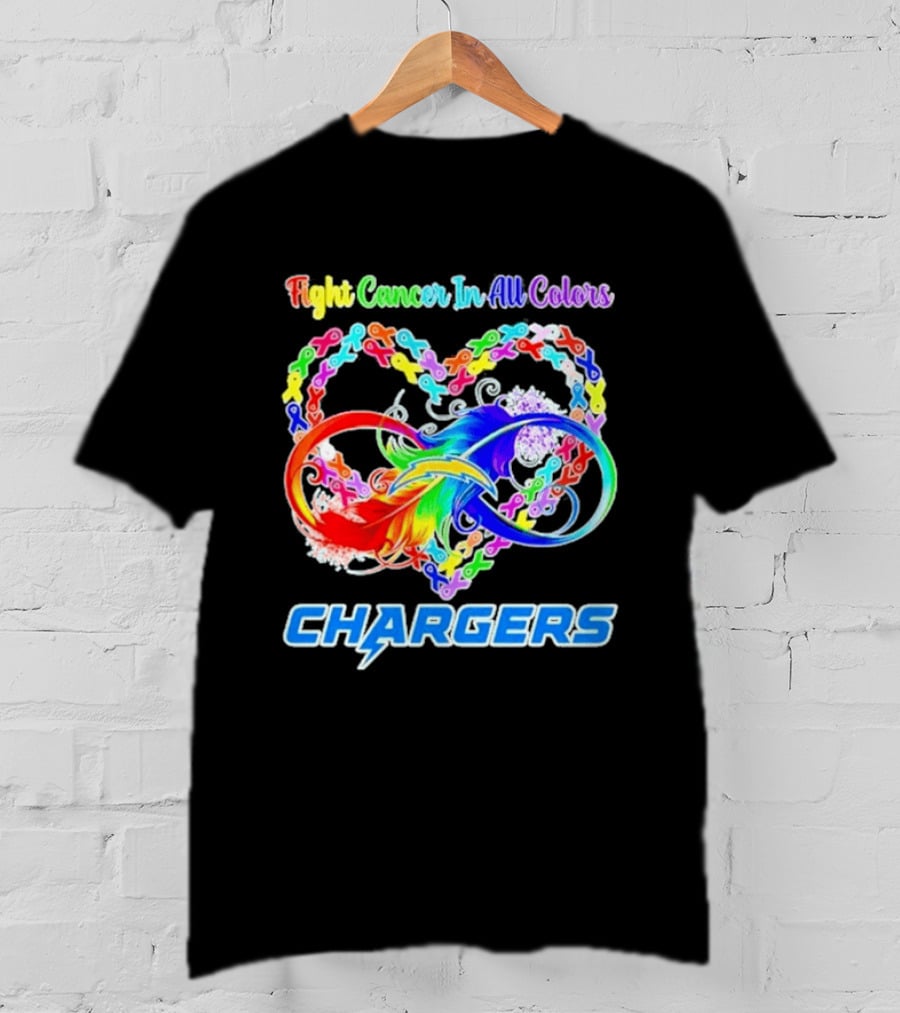 Fight Cancer In All Colors Los Angeles Chargers Infinity Heart T-Shirt