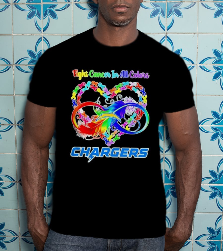 Fight Cancer In All Colors Los Angeles Chargers Infinity Heart T-Shirt
