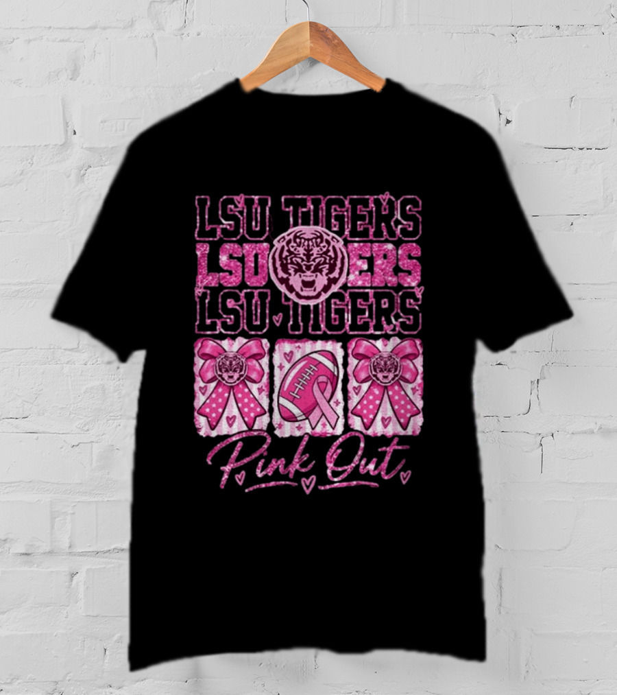 LSU Tigers Pink Out Breast Cancer Awareness Football Game Day T-Shirt