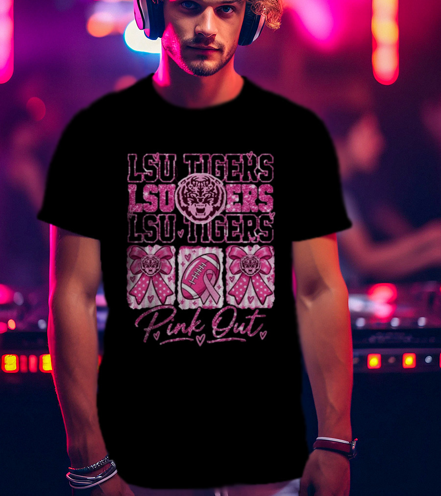 LSU Tigers Pink Out Breast Cancer Awareness Football Game Day T-Shirt