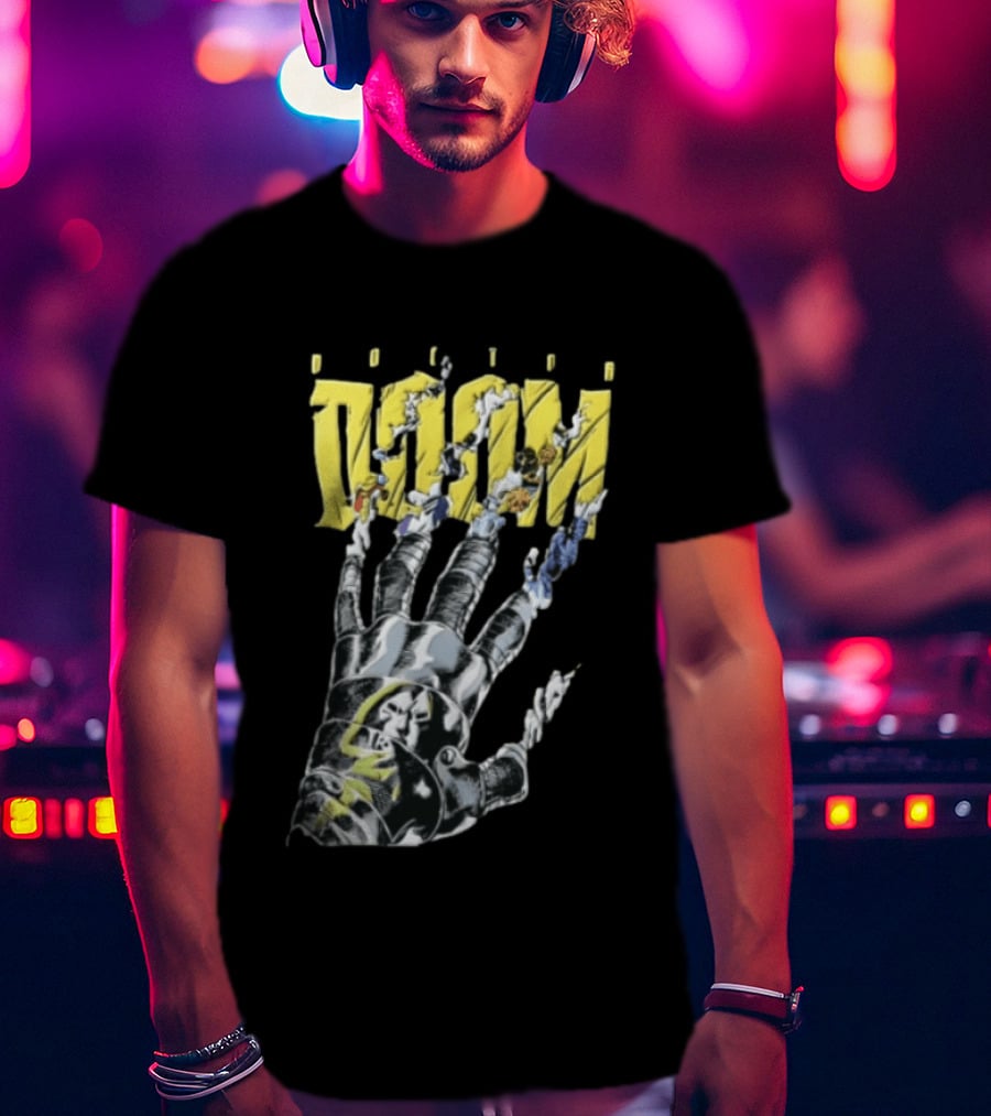Marvel Doom Metal Gauntlet Ripping Through Paper T-Shirt