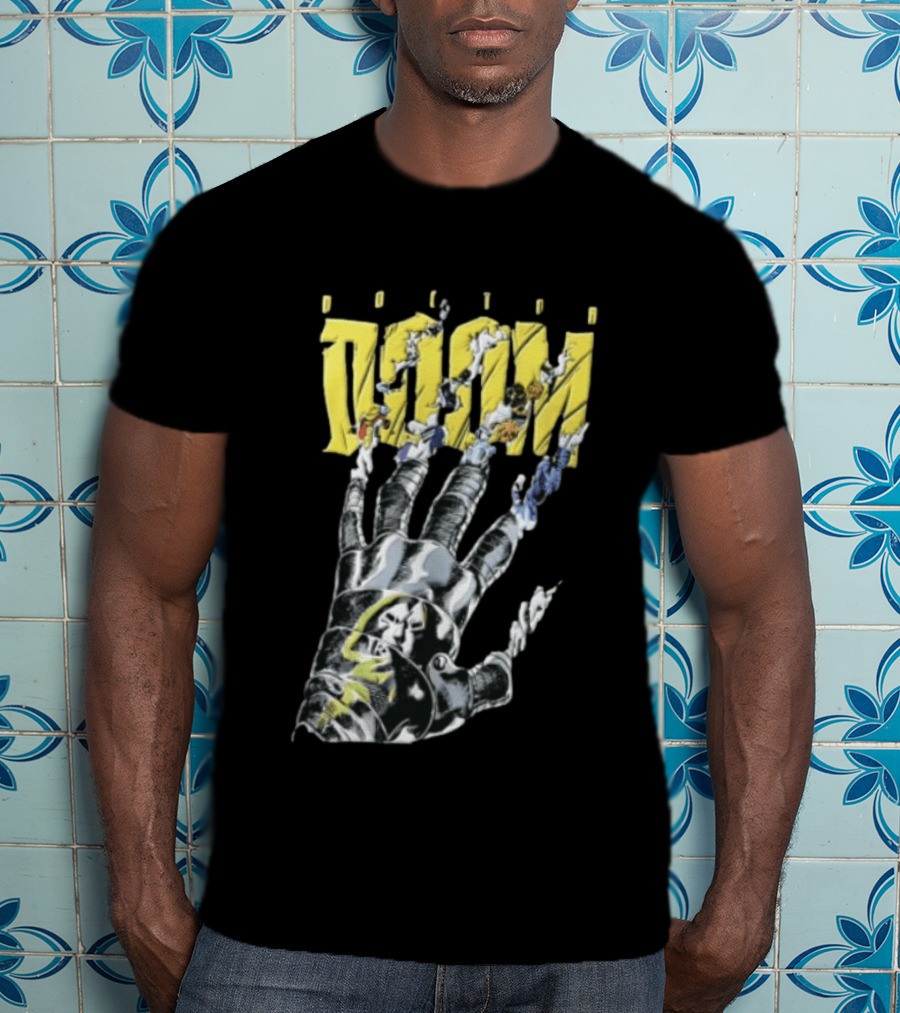 Marvel Doom Metal Gauntlet Ripping Through Paper T-Shirt
