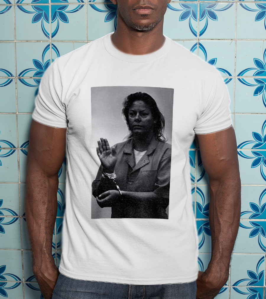 Aileen Wuornos True Crime Handcuffed Raised Hand Political Image T-Shirt