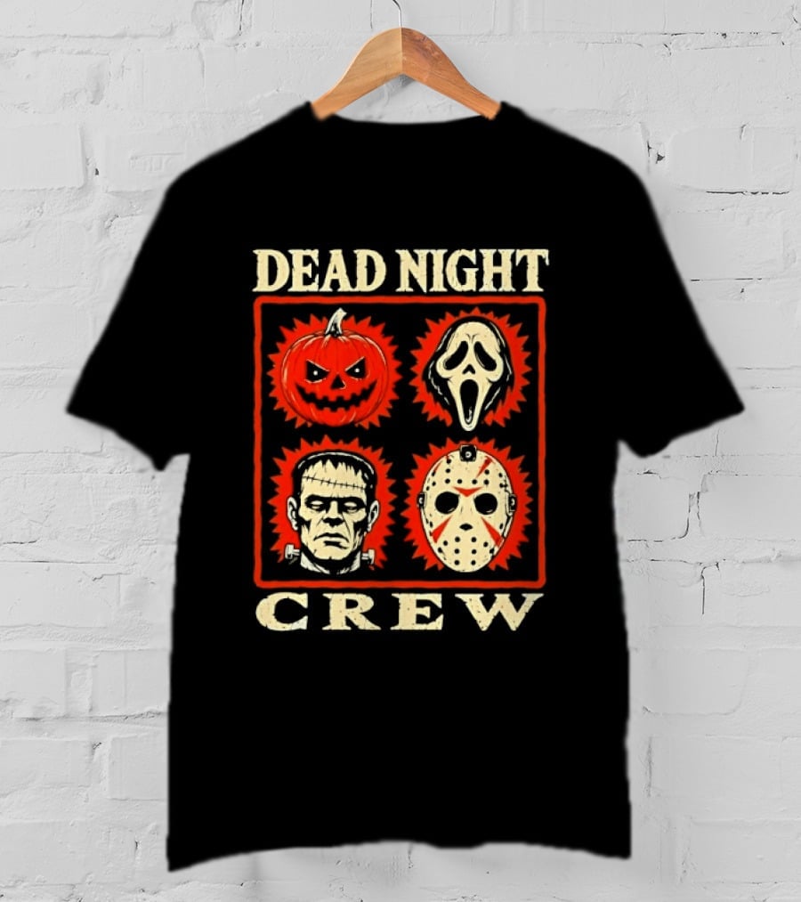 Dead Night Crew Halloween Horror Pumpkin Ghost Jason Voorhees Frankenstein T-Shirt