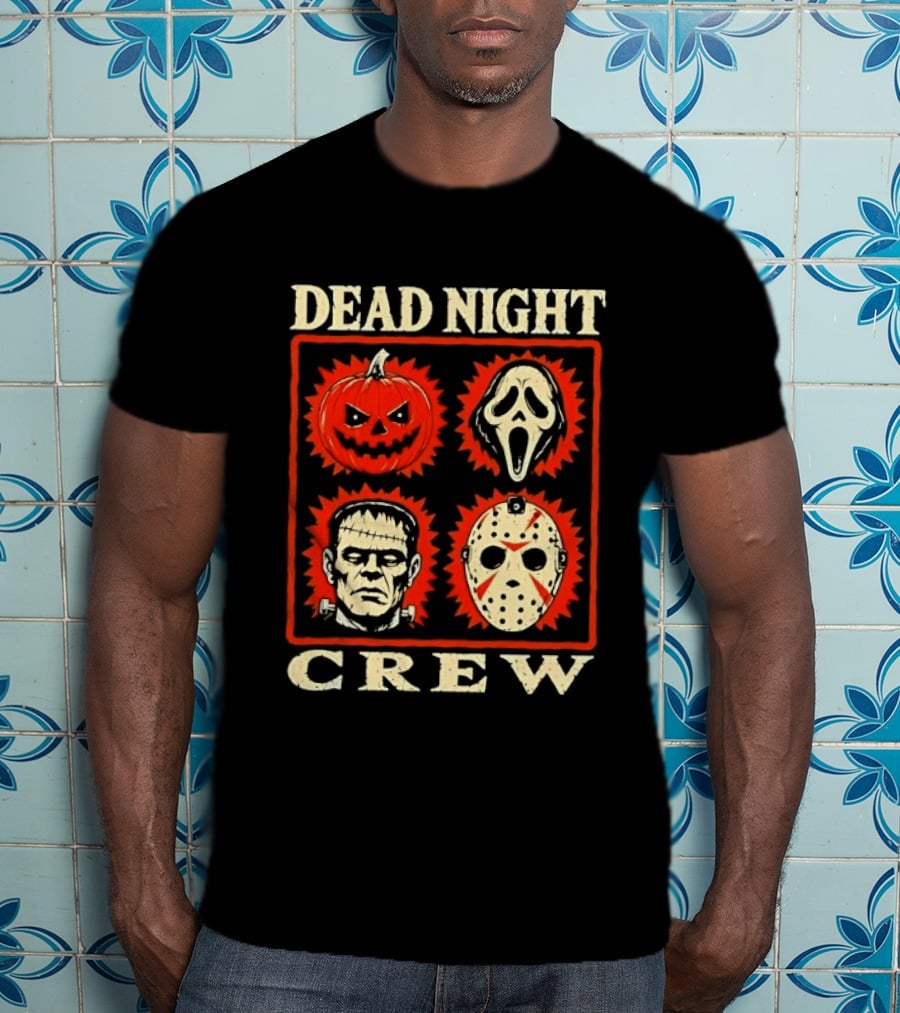 Dead Night Crew Halloween Horror Pumpkin Ghost Jason Voorhees Frankenstein T-Shirt
