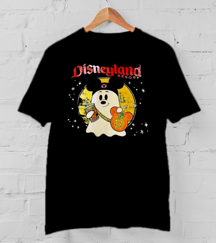 Distressed Disneyland Resort Mickey Mouse Ghost Halloween T-Shirt