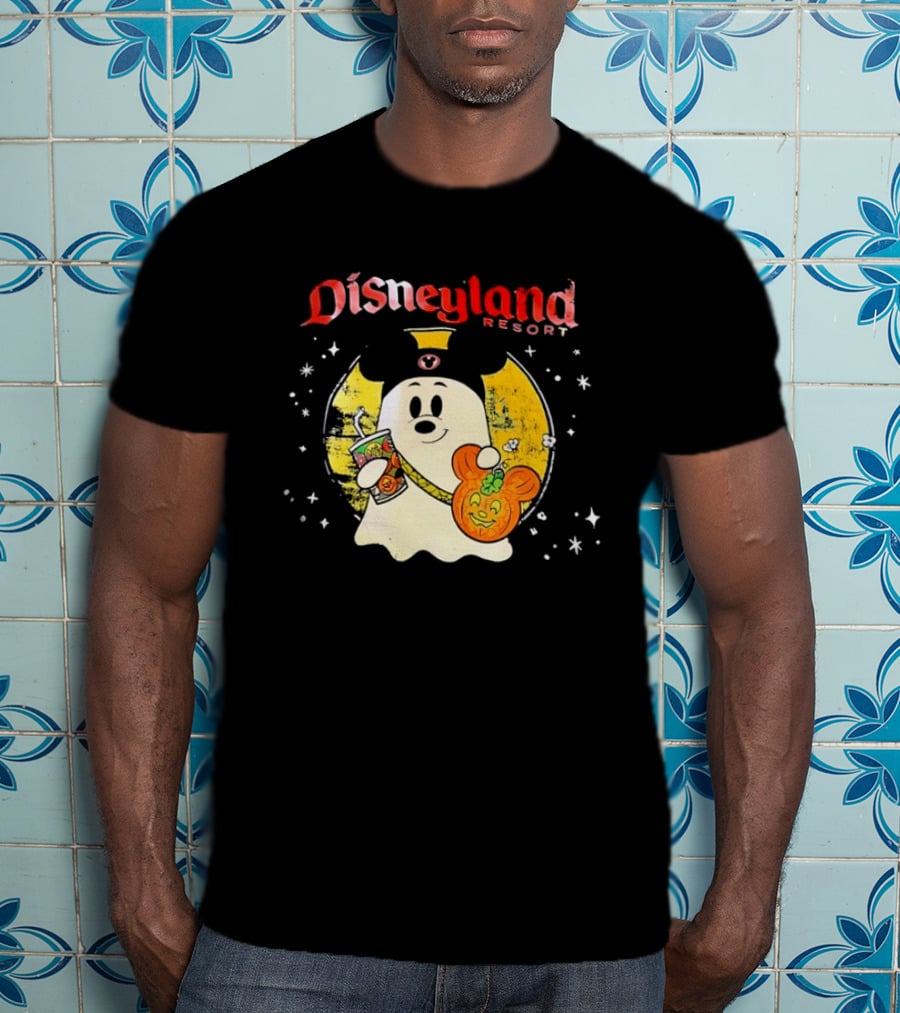 Distressed Disneyland Resort Mickey Mouse Ghost Halloween T-Shirt