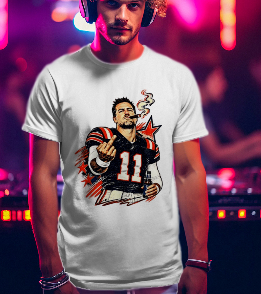 Case Keenum 11 Smoking Cigar Middle Finger Gesture T-Shirt