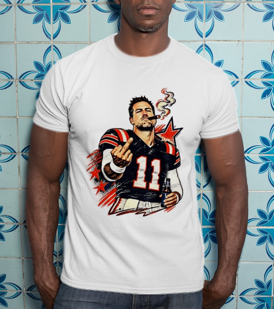 Case Keenum 11 Smoking Cigar Middle Finger Gesture T-Shirt